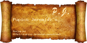 Pupics Jeremiás névjegykártya